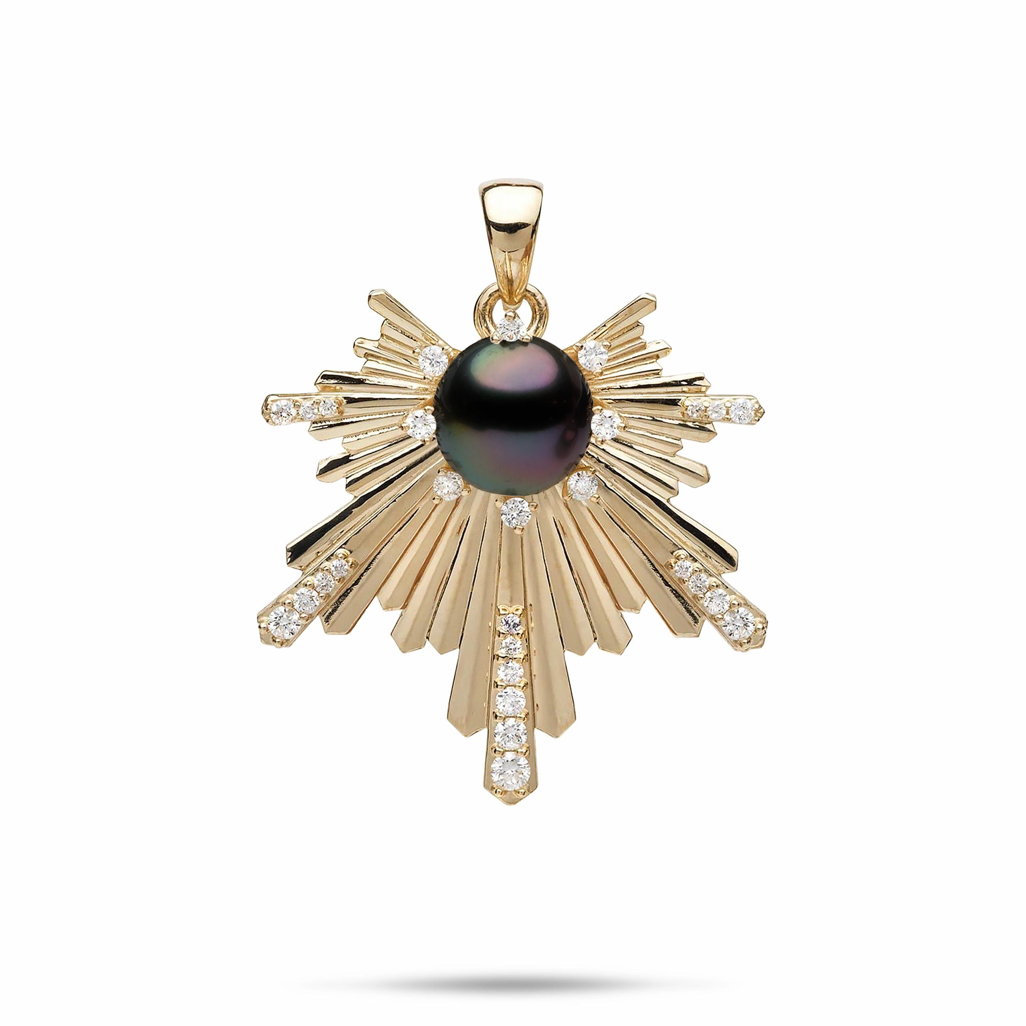 E Ho???la Tahitian Black Pearl Pendant in Gold with Diamonds - 27mm Trendy Highlight