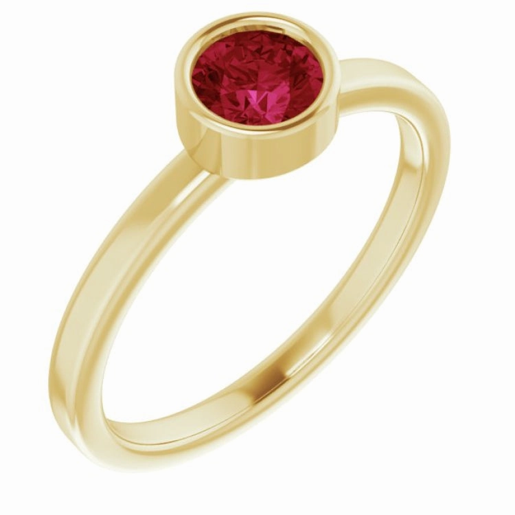 Party fashion 14K Yellow 5 mm Natural Ruby Ring