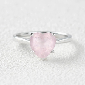 2.0ct Heart Barbie Rose Quartz Classic Solitaire Ring Elegant Article