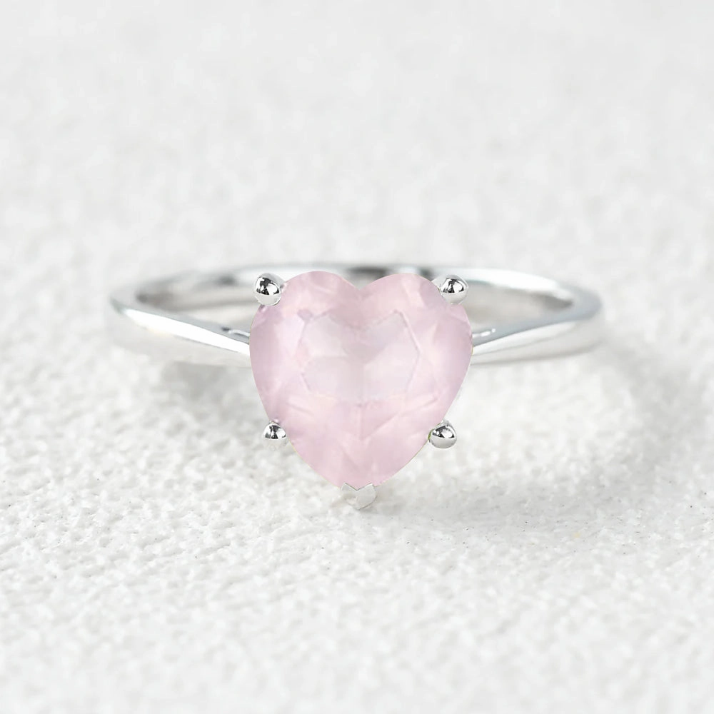 2.0ct Heart Barbie Rose Quartz Classic Solitaire Ring Minimalist Craft