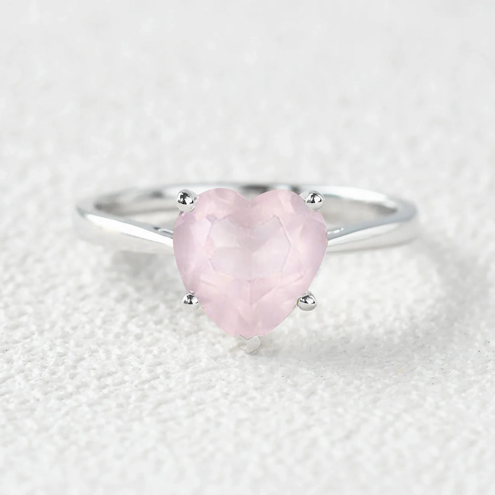 2.0ct Heart Barbie Rose Quartz Classic Solitaire Ring Elegant Article
