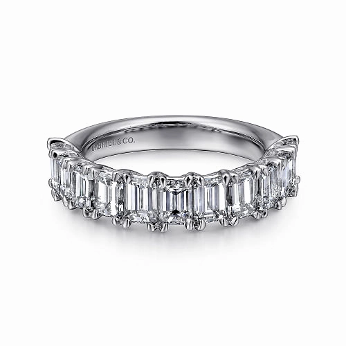 Polished Craft Urban Pop 14K White Gold Emerald Cut 11 Stone Prong Set Diamond Anniversary Band - 2.65 ct