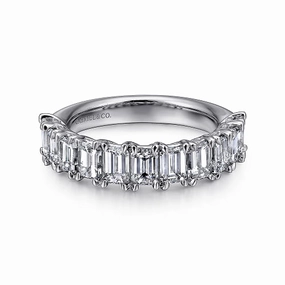 Polished Craft Urban Pop 14K White Gold Emerald Cut 11 Stone Prong Set Diamond Anniversary Band - 2.65 ct
