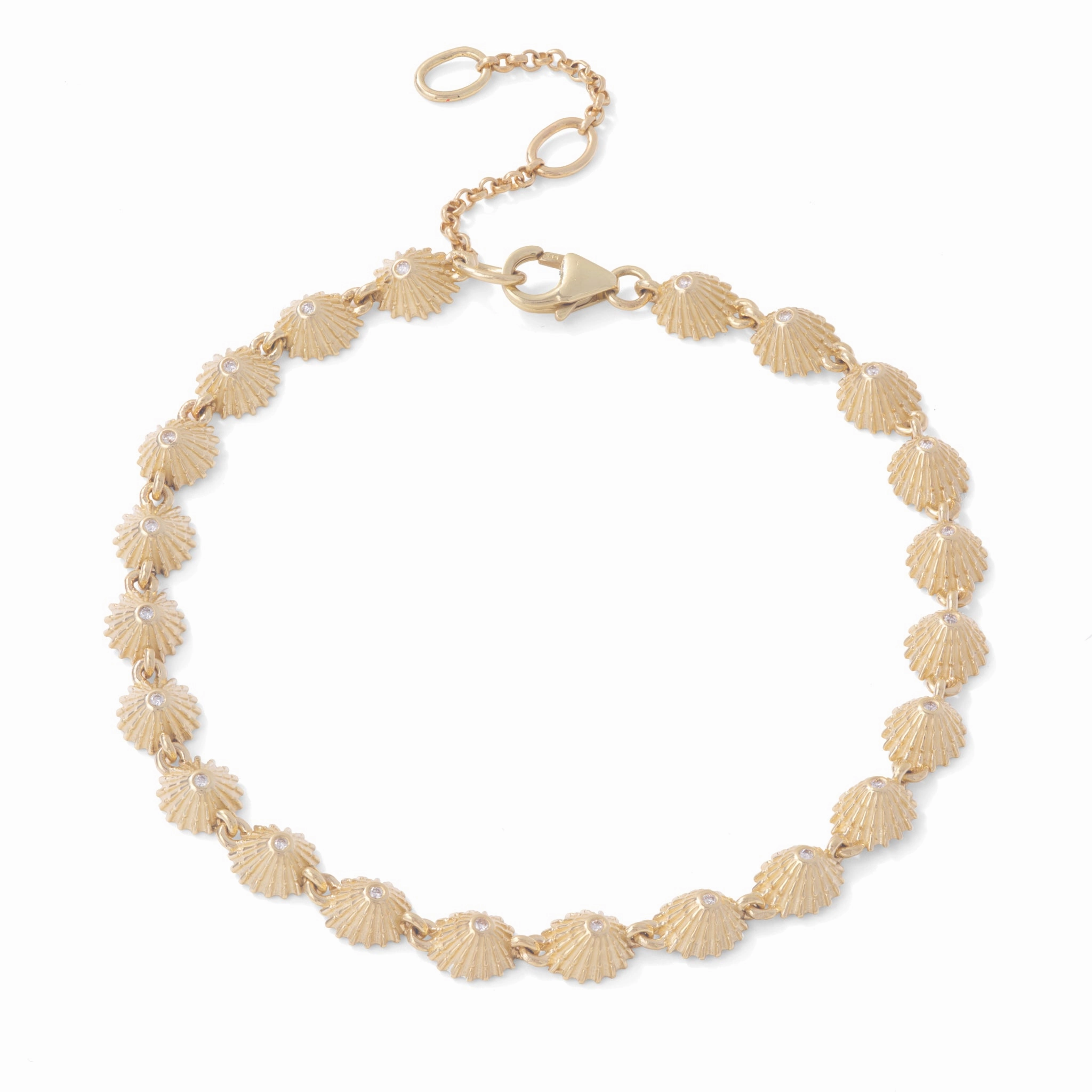 7-8.5" Adjustable ?Opihi Bracelet in Gold with Diamonds Daytime Sparkle