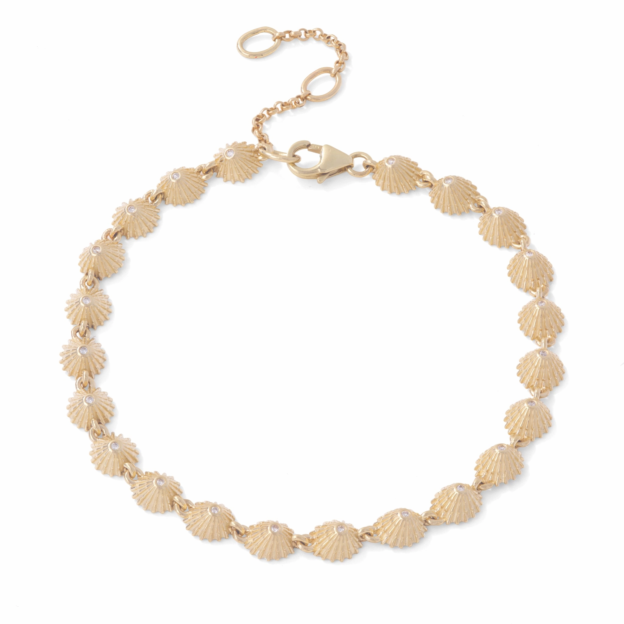 7-8.5" Adjustable ?Opihi Bracelet in Gold with Diamonds Elegant Appeal Polished Contour