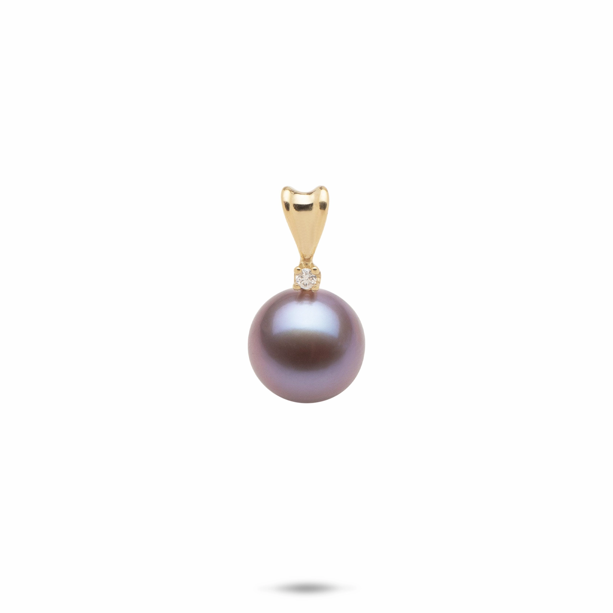 Lilac Freshwater Pearl Pendant in Gold with Diamond - 9-10mm Season Match Sophisticated Jewelry Pieces