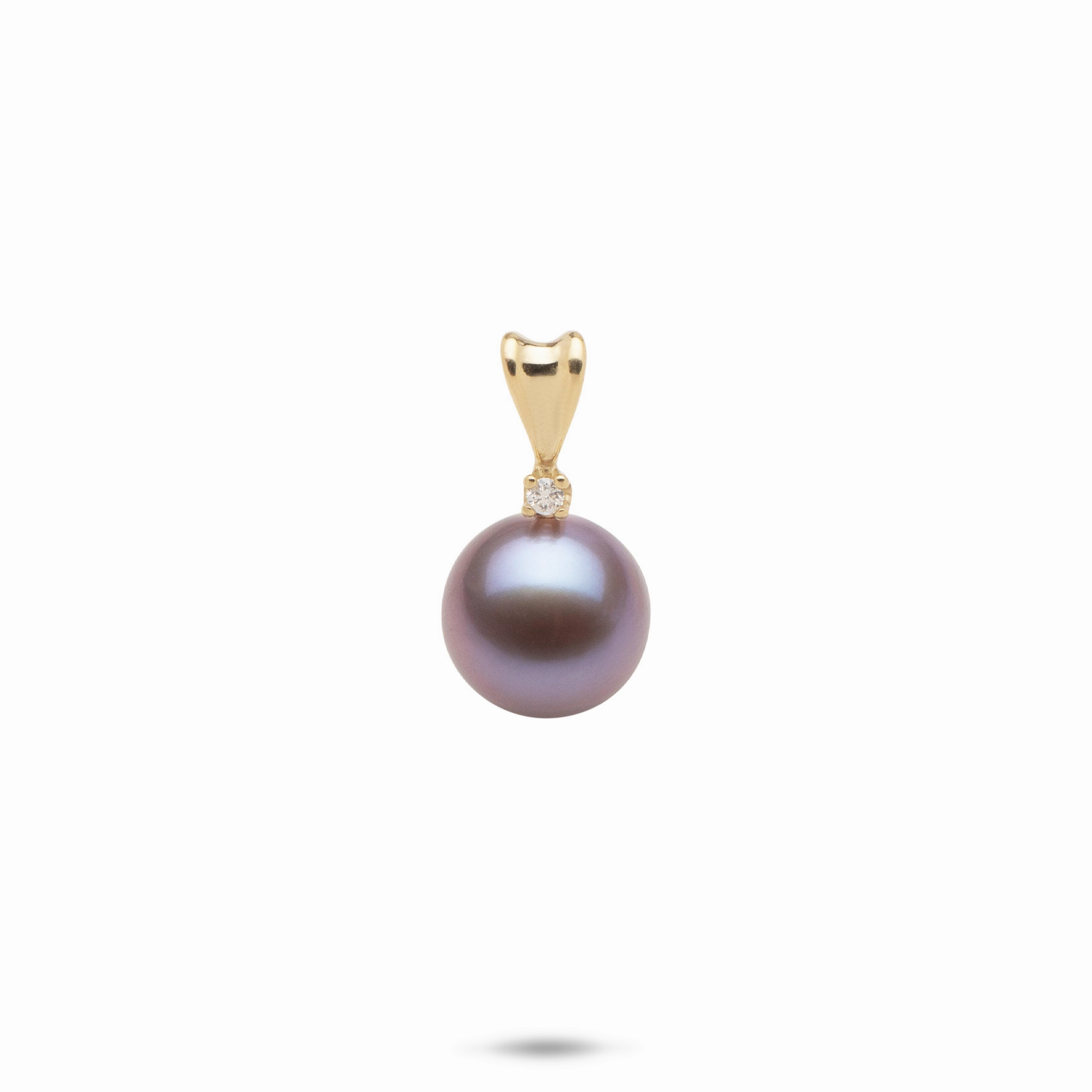 Lilac Freshwater Pearl Pendant in Gold with Diamond - 9-10mm Luxury Radiance