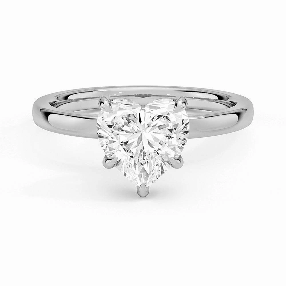 Showstopper Look Classic Solitaire Heart Shaped Moissanite Engagement Ring