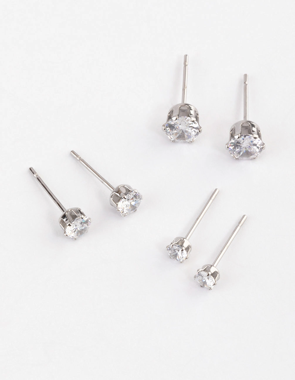 Waterproof Stainless Steel Cubic Zirconia Stud Earrings Pack Minimalist Style