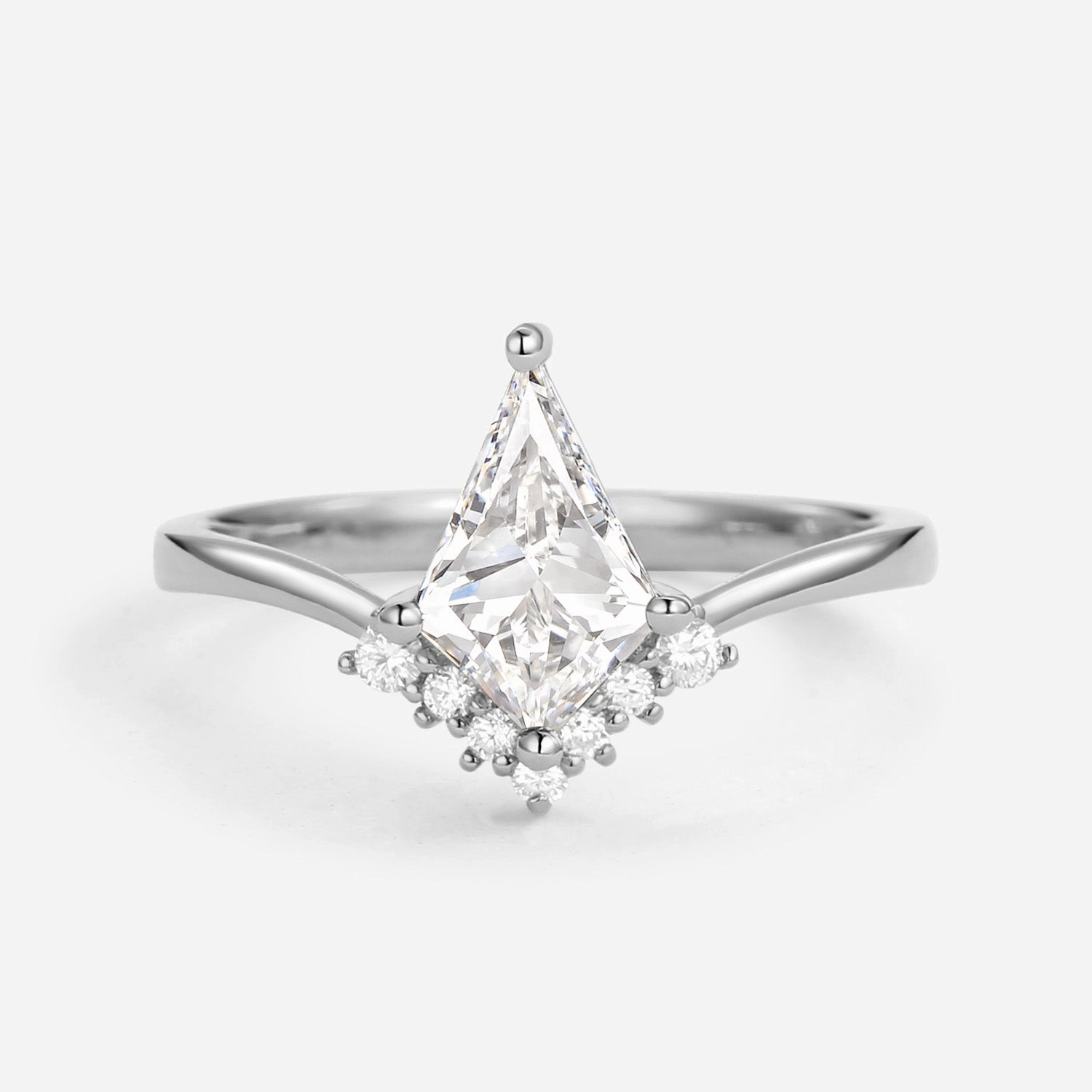 Kite Cut Lab Grown Diamond Engagement Ring - Nimbus Curved Line Bold Mood