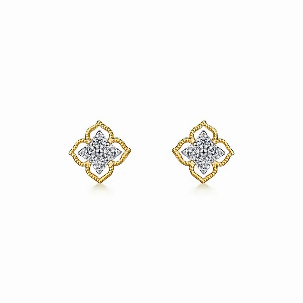 Raised-Edge Clover Diamond Studs with Centered Sparkle Sophisticated Jewelry Pieces Understated Elegance