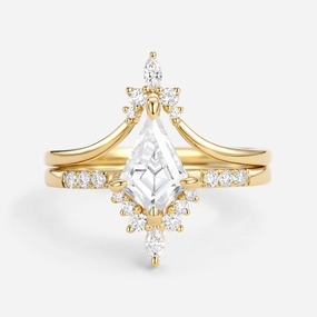 Uniqueness Moissanite Curved Engagement Ring Set 2pcs - Starla Sleek Piece Minimal Aesthetic