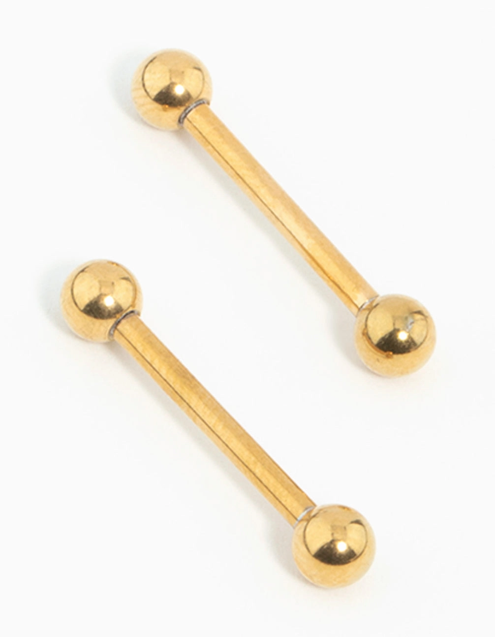 Gold Plated Surgical Steel Plain Ball Nipple Bars 2-Pack Model Ready