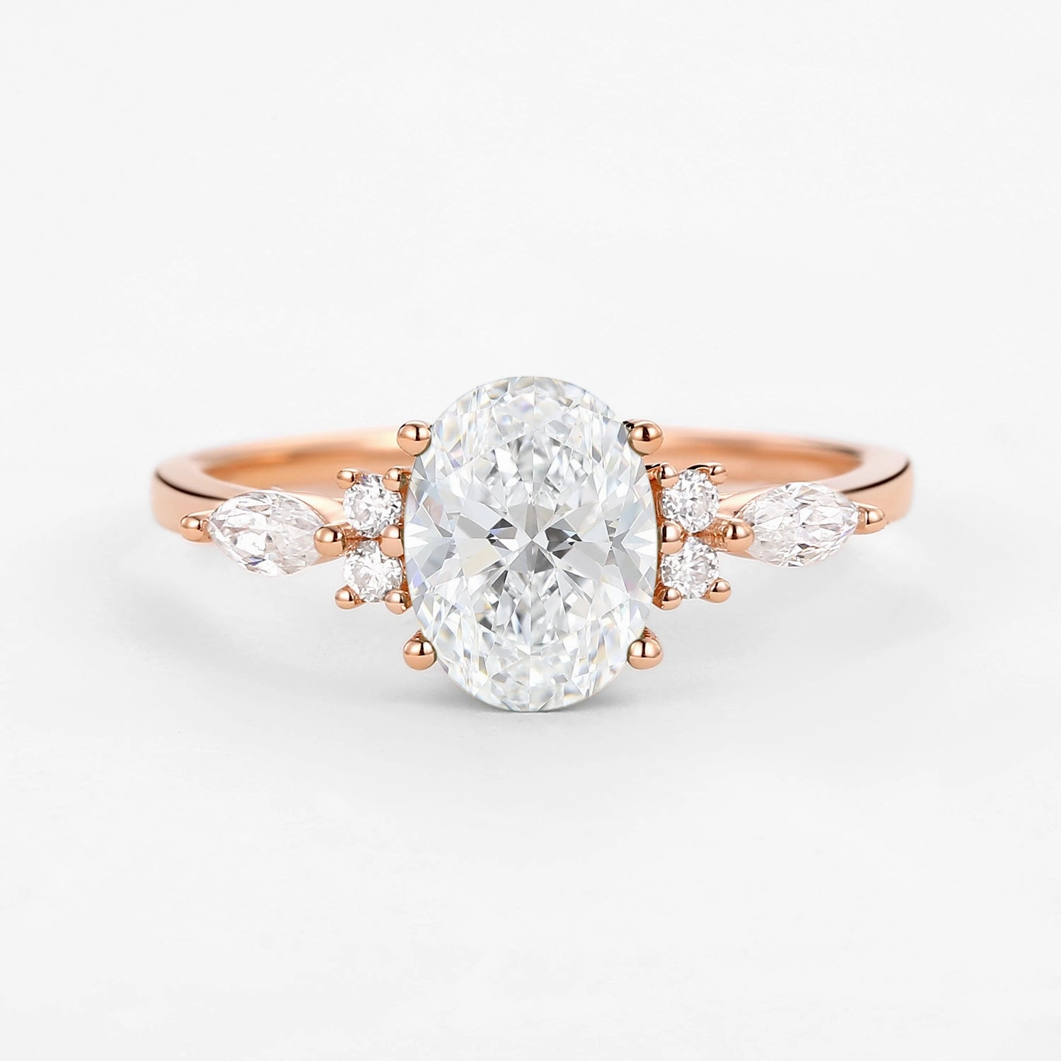 Work Style Fun Accent 1.5ct Oval Cut Lab Grown Diamond Yellow Gold Engagement Ring