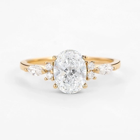 Lightweight Expression Easy Use 1.5ct Oval Cut Lab Grown Diamond Yellow Gold Engagement Ring