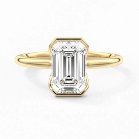 Half Bezel Moissanite Emerald Cut Engagement Ring Seasonal accessory Romantic Edge