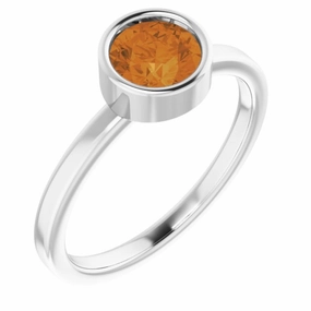 Graceful Appearance Platinum 6 mm Natural Citrine Ring