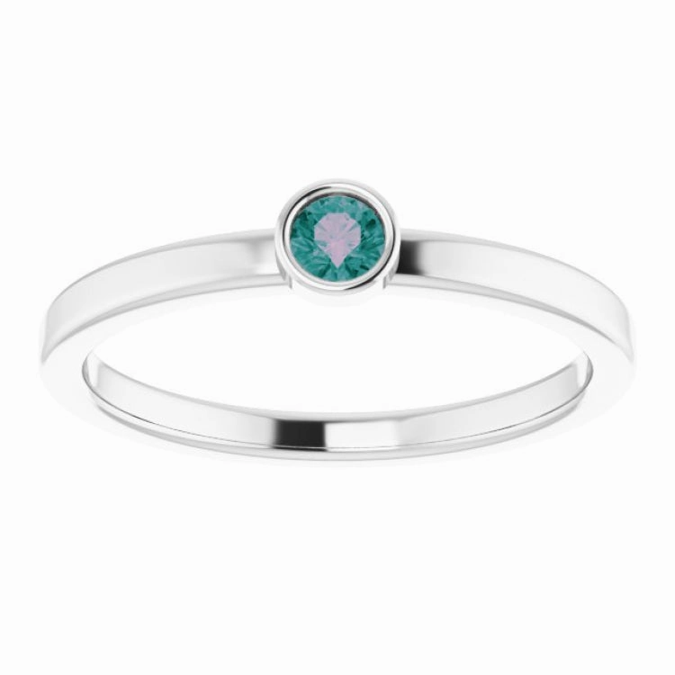 Rhodium-Plated Sterling Silver 3 mm Lab-Grown Alexandrite Ring Understated Spark Perfect Fit