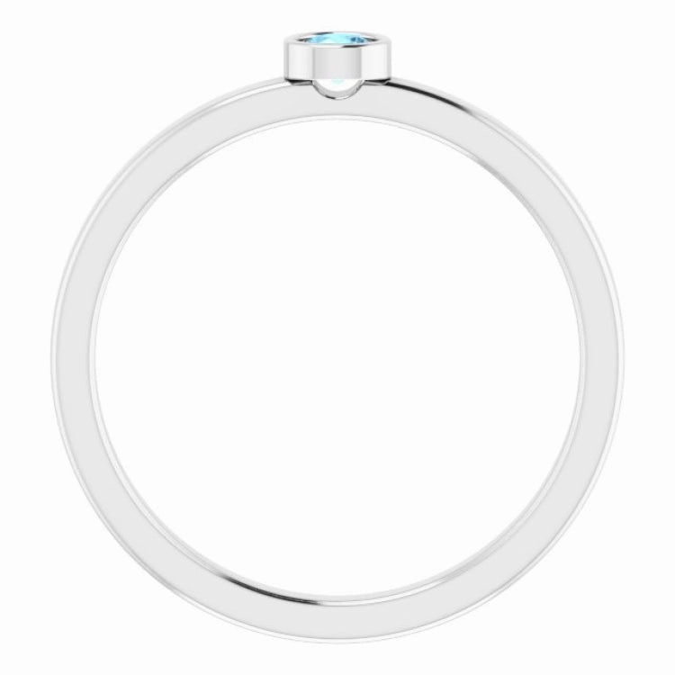 Chic Accessory Meaningful Style Rhodium-Plated Sterling Silver 3 mm Natural Aquamarine Ring