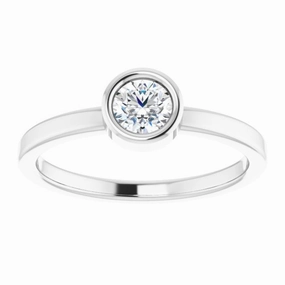 Night Out Minimalist Decoration Rhodium-Plated Sterling Silver 4.5 mm Natural White Sapphire Ring