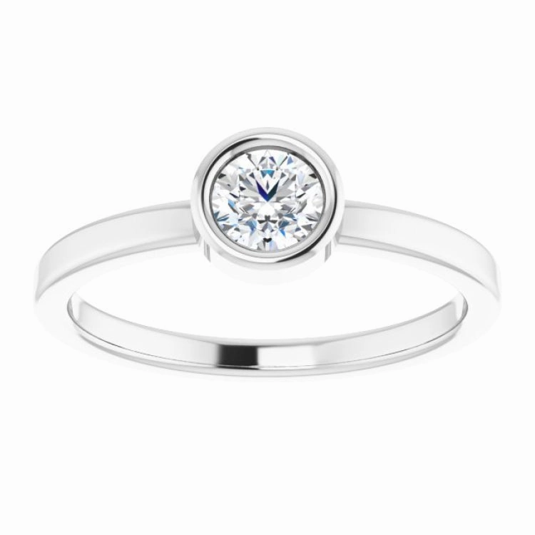 Night Out Minimalist Decoration Rhodium-Plated Sterling Silver 4.5 mm Natural White Sapphire Ring