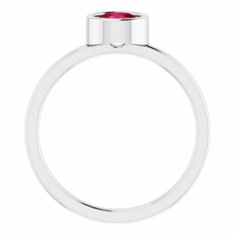 Fashionable Gift Designer Art Rhodium-Plated Sterling Silver 5.5 mm Lab-Grown Ruby Ring