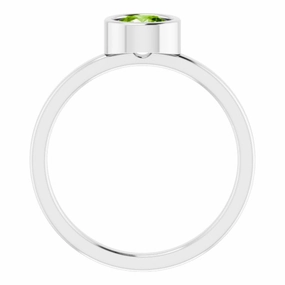 Fantastic Design Durable item Rhodium-Plated Sterling Silver 5.5 mm Natural Peridot Ring