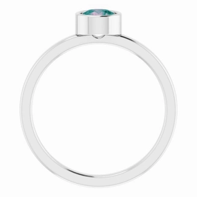 Rhodium-Plated Sterling Silver 5 mm Imitation Alexandrite Ring Gentle care