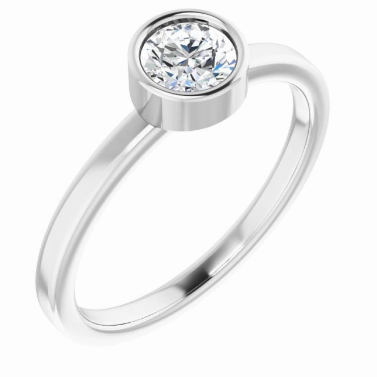 Gift Bag Rhodium-Plated Sterling Silver 5 mm Imitation White Sapphire Ring
