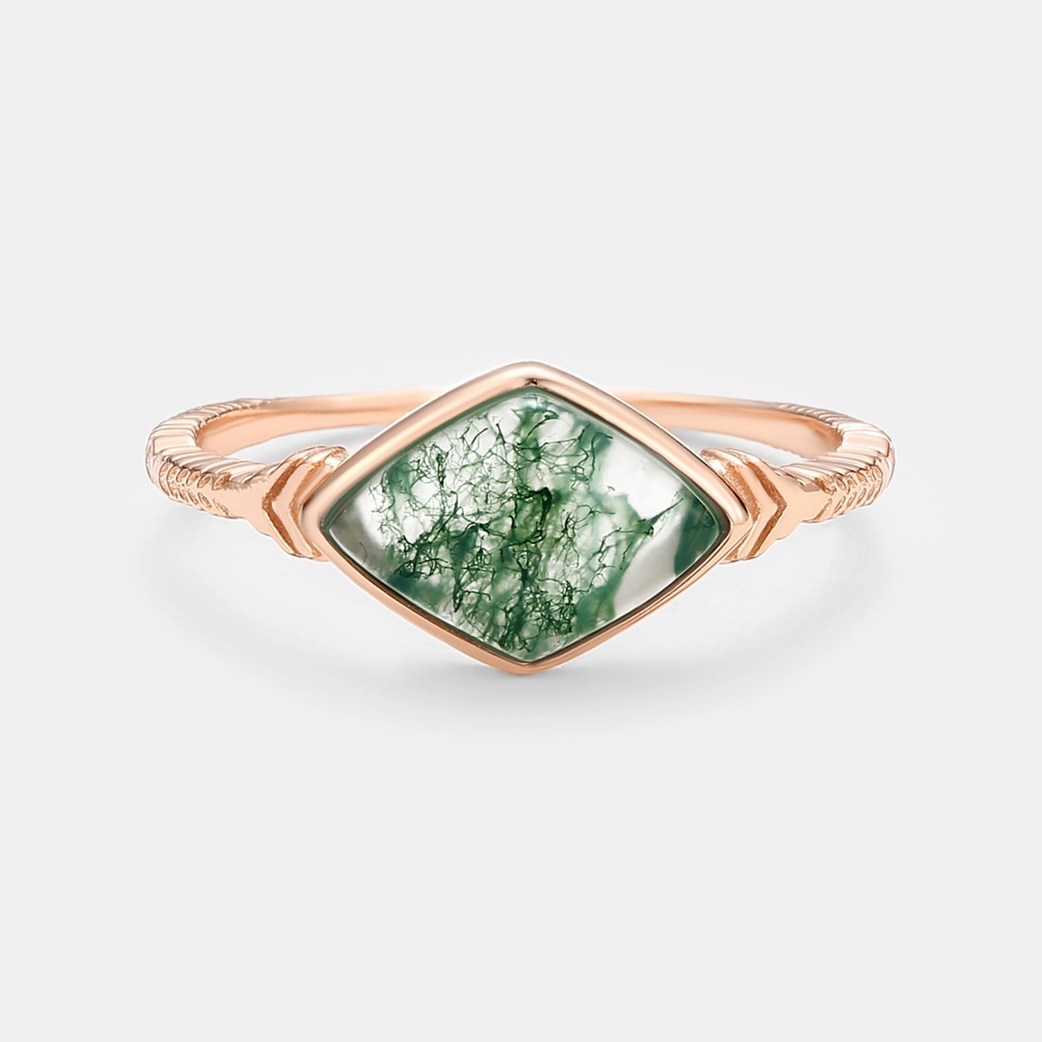 Rhombus Moss Agate Vintage Engagement Ring - Aurea All Purpose Homecoming Wear