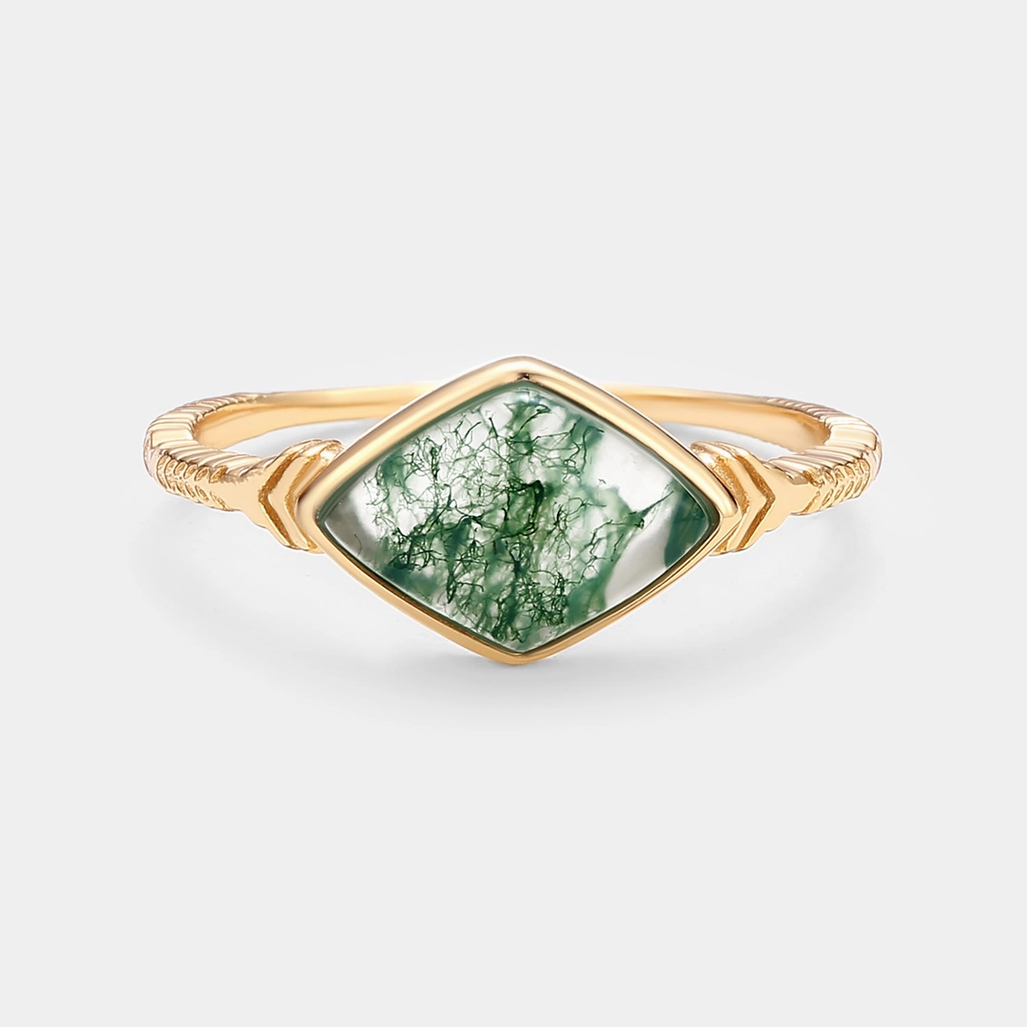 Rhombus Moss Agate Vintage Engagement Ring - Aurea Series Item