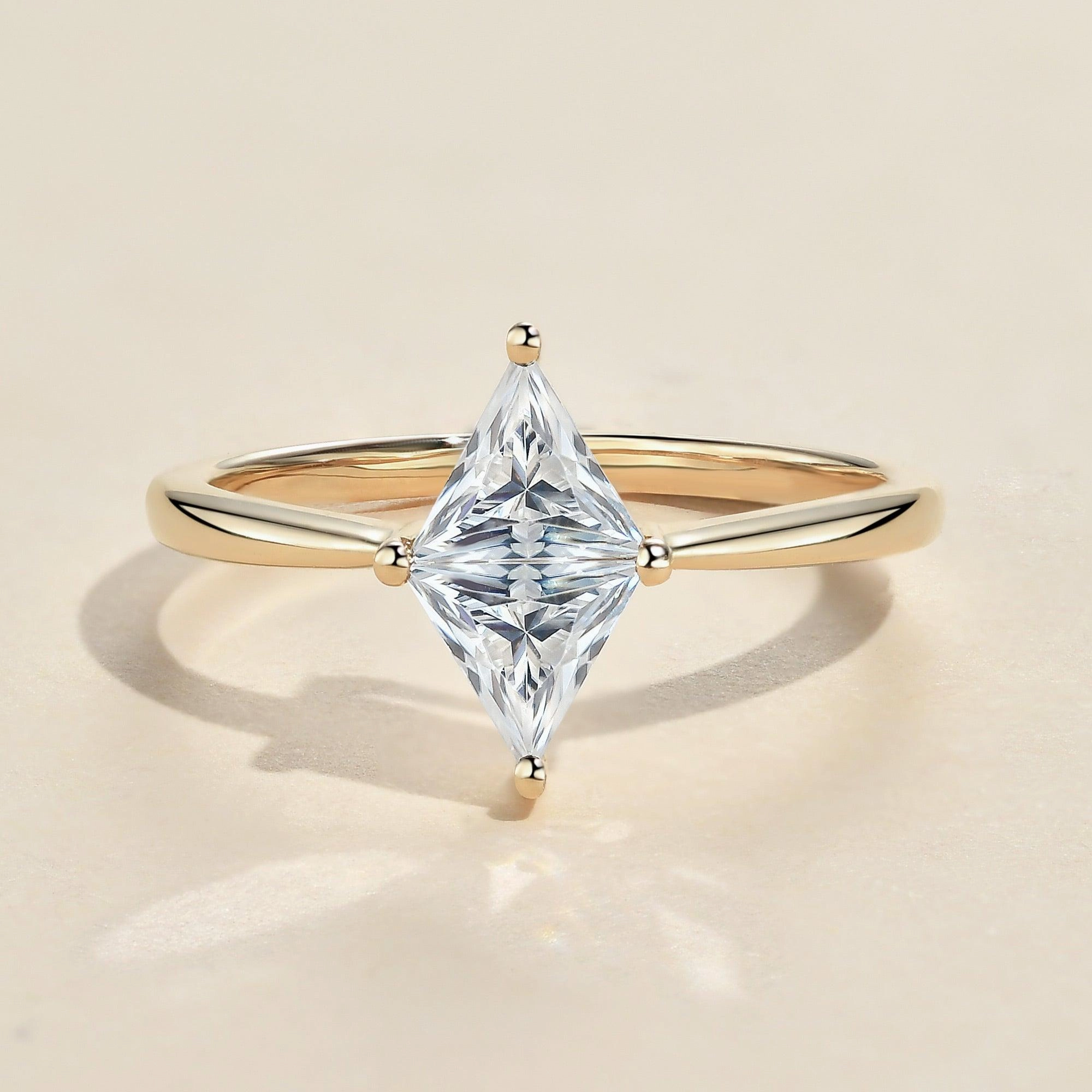 Delicate Piece Eye Catcher 1.0ct Triangle Cut Moissanite Classic Solitaire Ring