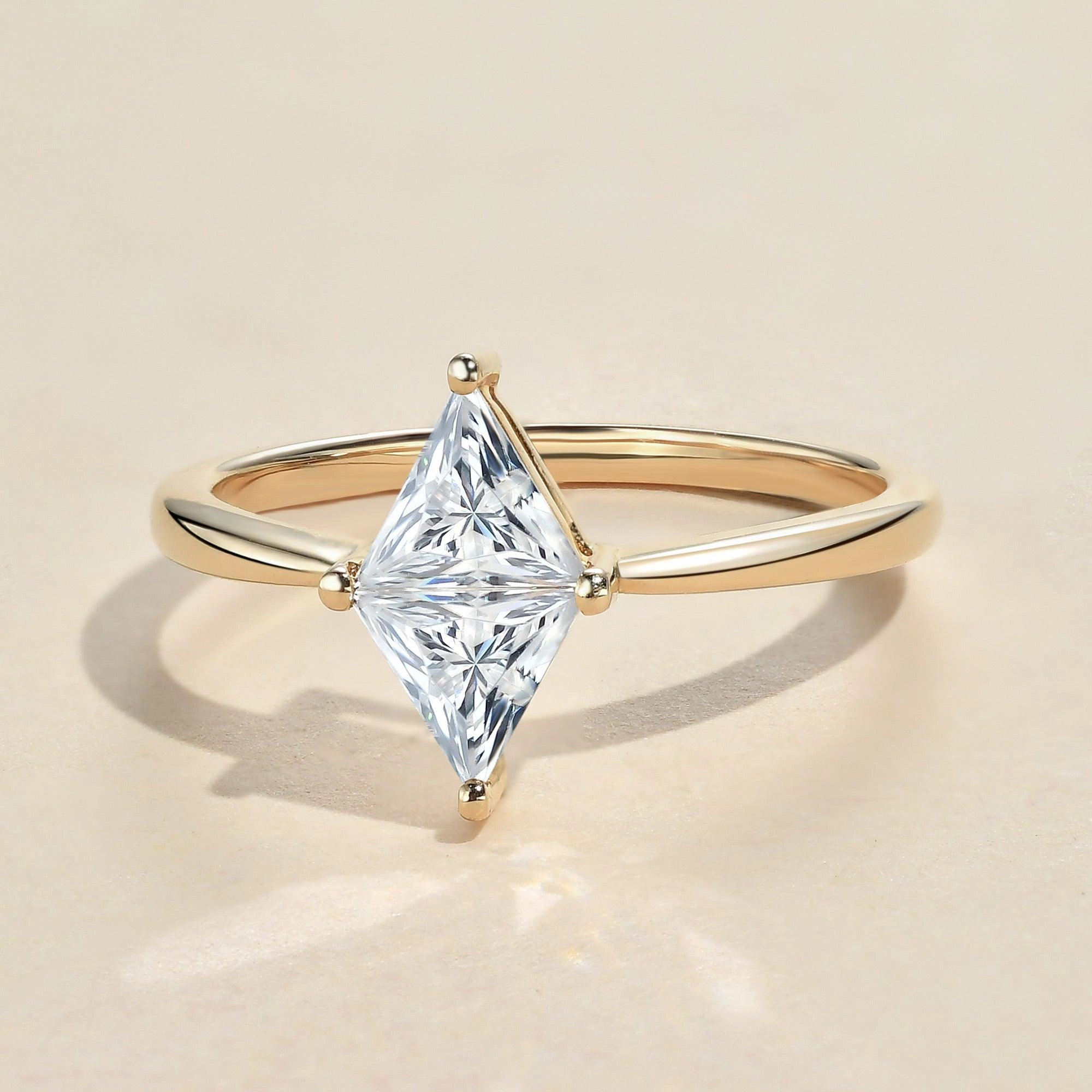 Soft Form Meaningful Art 1.0ct Triangle Cut Moissanite Classic Solitaire Ring