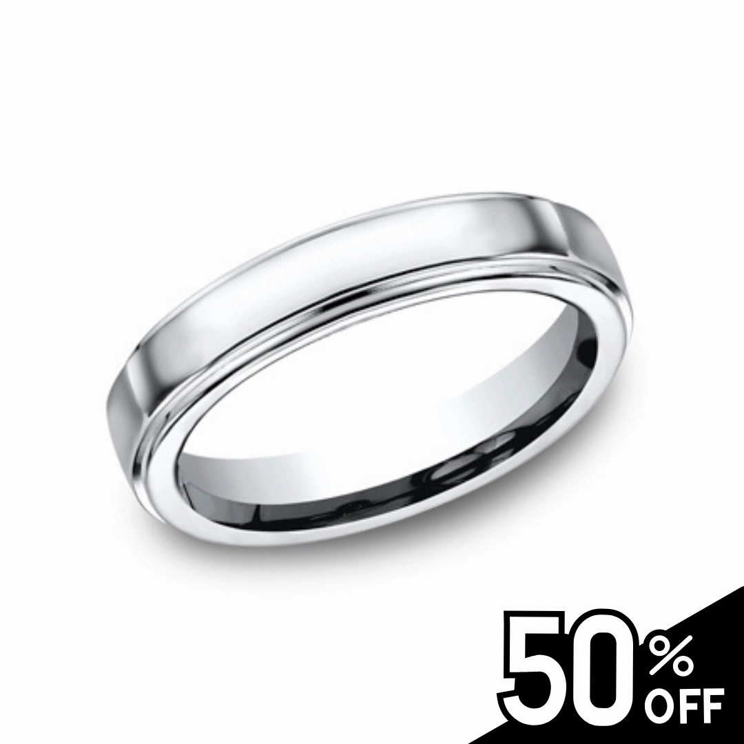 Cobalt Chrome 5mm Comfort-Fit High Polished Wedding Band Glamorous Embellishment