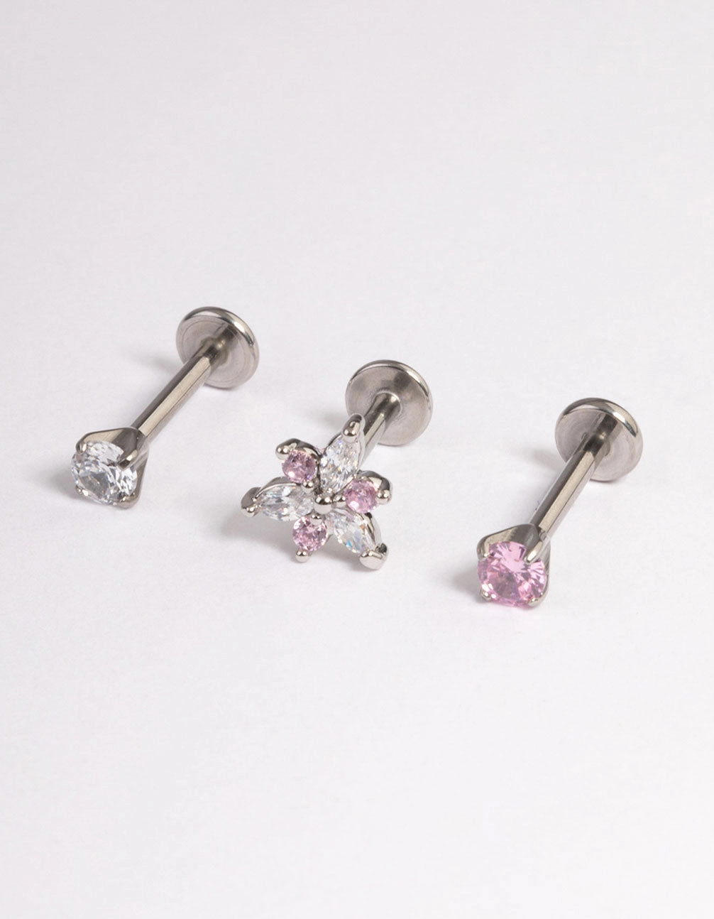 Classic Fashion Event Glow Surgical Steel Cubic Zirconia Marquise Flower Flat Back Pack