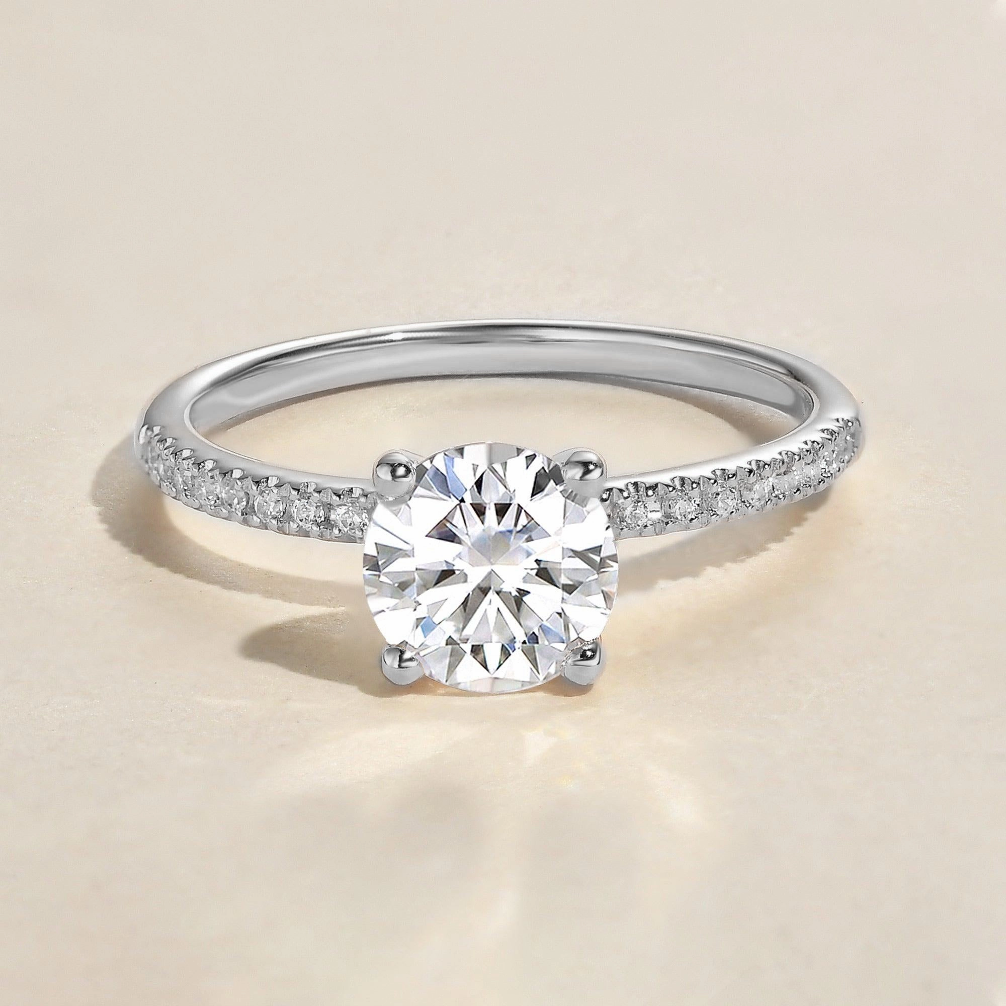 Petite Accessory Hypoallergenic Work 1.0ct Round Moissanite Four-Prong Classic Solitaire Ring