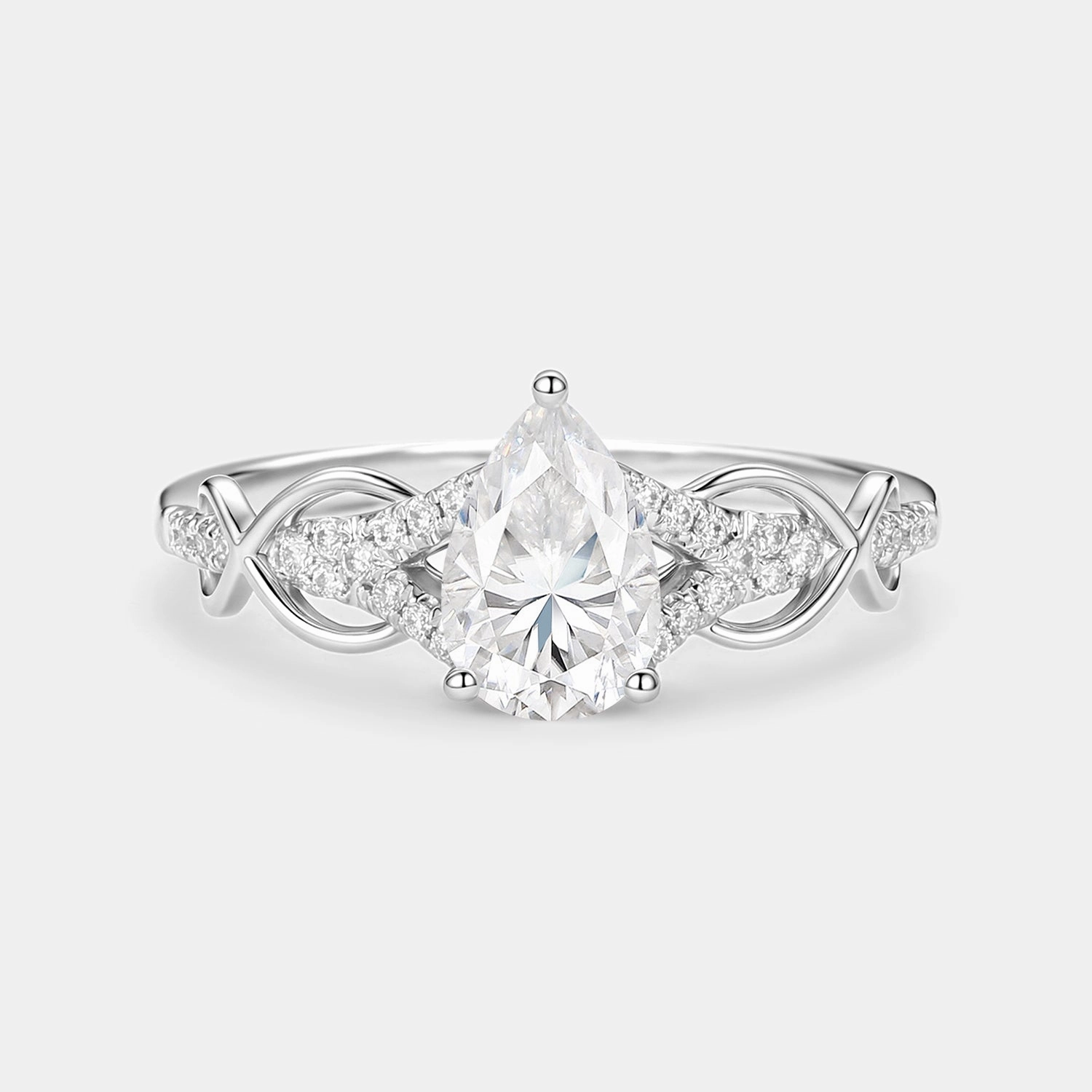 Gala Wear Personal Emblem 1.5ct Pear Cut Colorless Moissanite Antique Engagement Ring