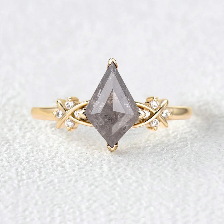 Luxury Mark Rose Cut Salt and Pepper Diamonds Infinity Engagement Ring