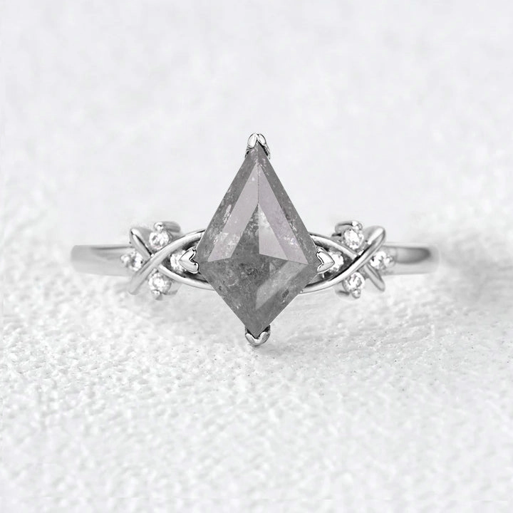 Rose Cut Salt and Pepper Diamonds Infinity Engagement Ring Holiday Festivity Elegant accessory