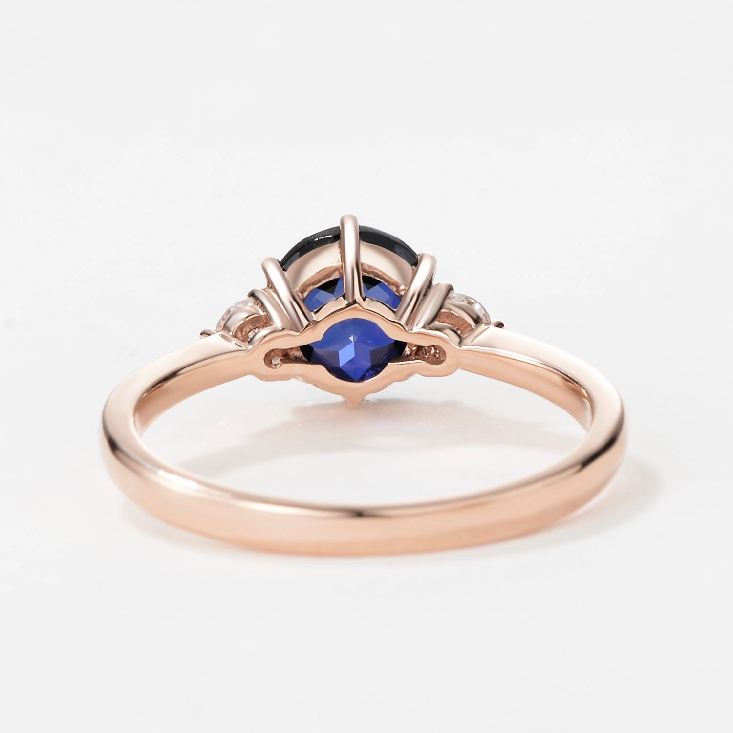 Round Cut Lab Sapphire Classic Three-stone Engagement Ring Graceful Gift Minimalist Decoration