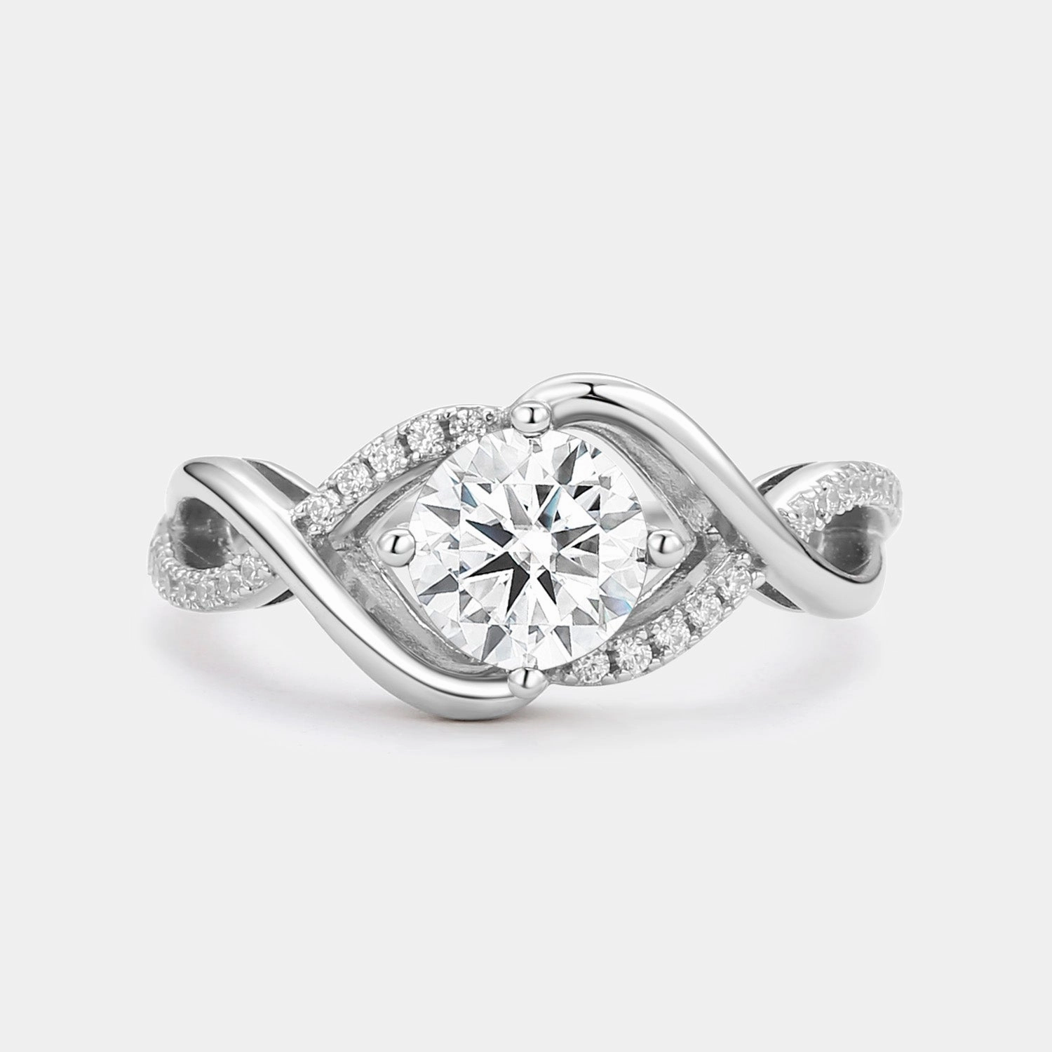 Showcase Jewelry Round Cut Moissanite Classic Infinity Engagement Ring
