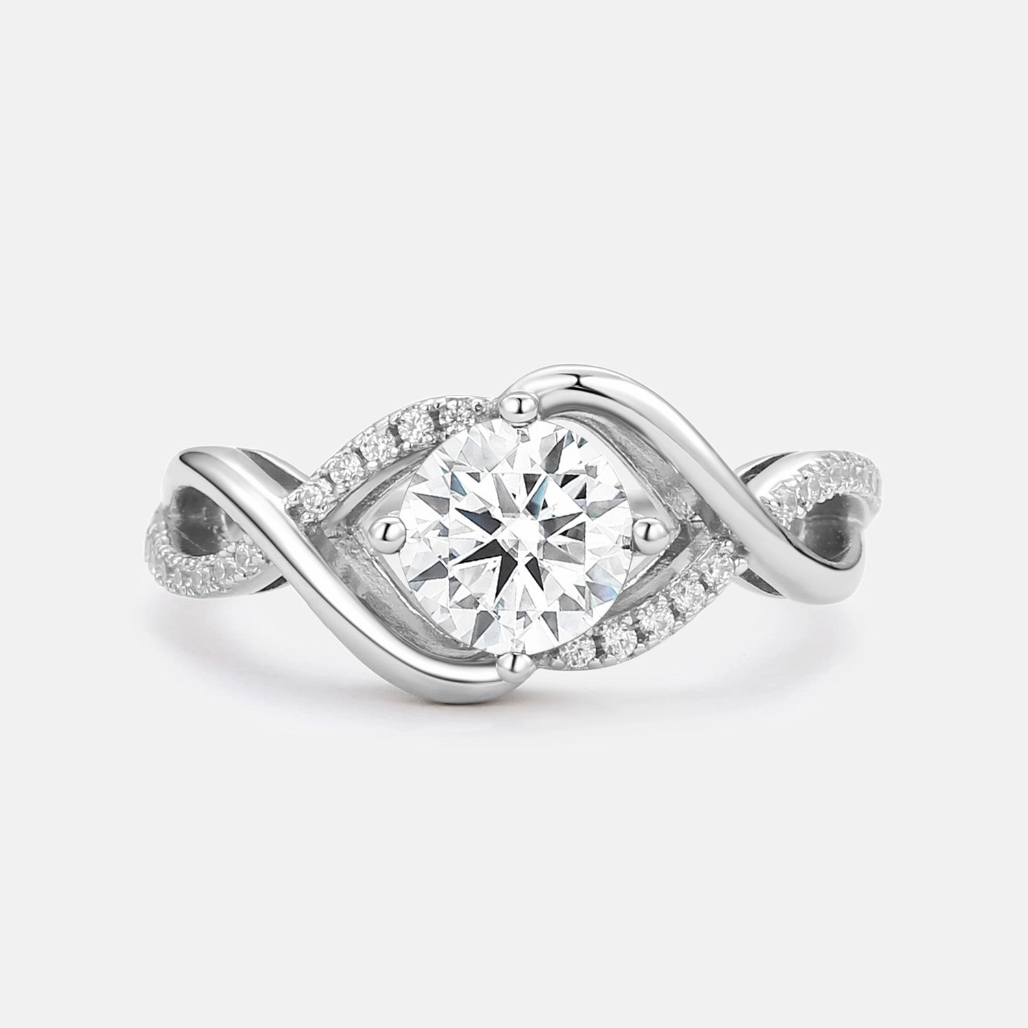casual outing Simple Art Round Cut Moissanite Classic Infinity Engagement Ring