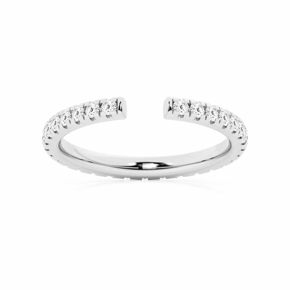 Round Lab Grown Diamond French Pav?? Open Wedding Ring Romantic Edge
