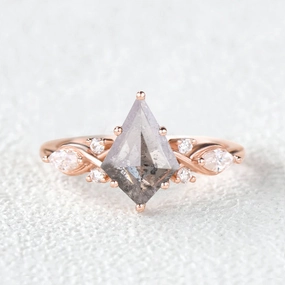 Precious Craft Salt and Pepper Diamonds Infinity Stacking Engagement Ring