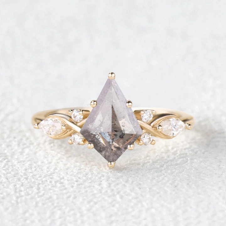 Layered Finish Salt and Pepper Diamonds Infinity Stacking Engagement Ring