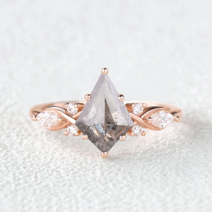 Salt and Pepper Diamonds Infinity Stacking Engagement Ring Statement Piece