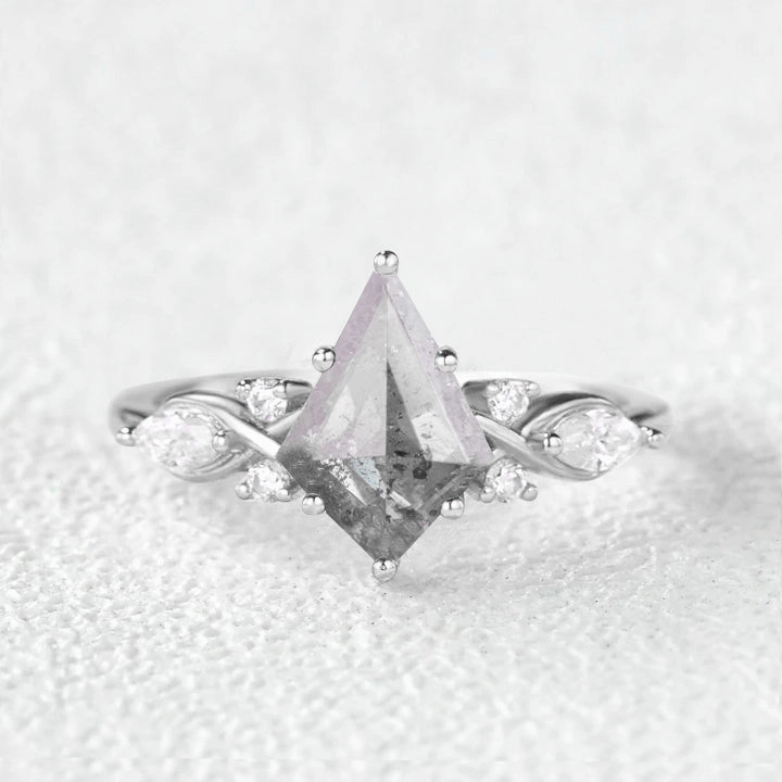 Salt and Pepper Diamonds Infinity Stacking Engagement Ring Immediate Use Exquisite Art