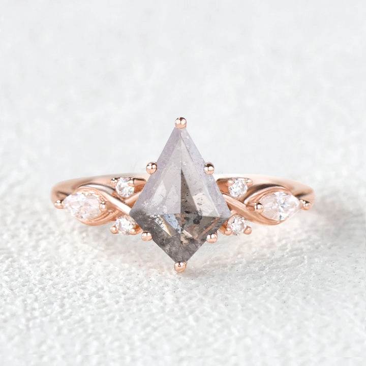 Precious Craft Salt and Pepper Diamonds Infinity Stacking Engagement Ring