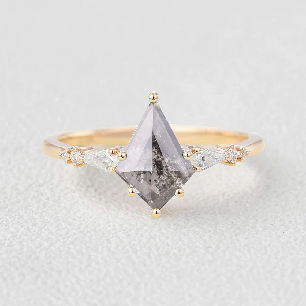 Wonderful Product Salt and Pepper Diamonds Kite Cut Engagement Ring