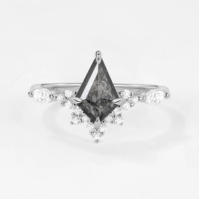 Classic Highlight Photo Look Salt and Pepper Diamonds White Gold Stacking Engagement Ring